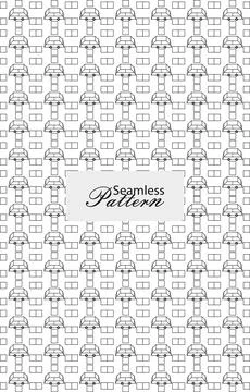Seamless Pattern of Car and Road Icons in Black and White Line Art Stock Illustration