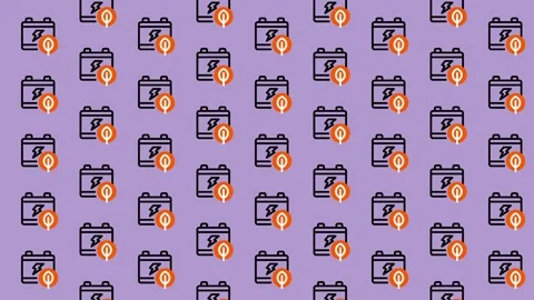 Seamless Pattern of Car Battery Icons with Orange Lightning Bolt Symbol. Stock Footage 325385692