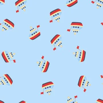 Seamless pattern car boat toy cartoon vector Stock Illustration