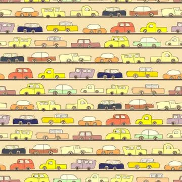 Seamless pattern with car doodle pattern background. Vector illustrations for Stock Illustration