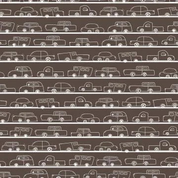 Seamless pattern with car doodle pattern background. Vector illustrations for Stock Illustration