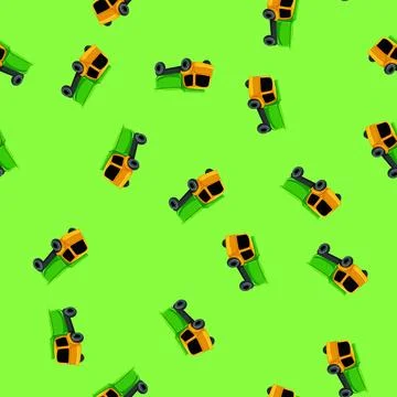 Seamless pattern car sand toy cartoon vector Stock Illustration