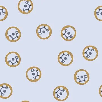 Seamless pattern car steering wheel icon for driving navigation auto Stock Illustration