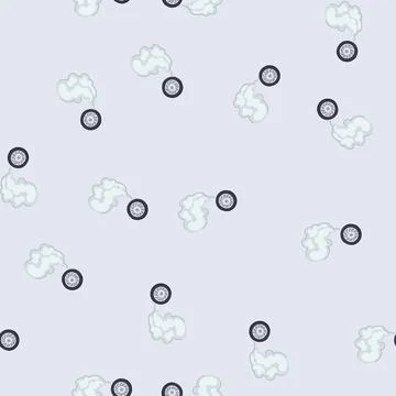 Seamless pattern car wheel generating smoke from burning rubber Illustrazione stock