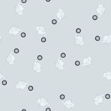Seamless pattern car wheel generating tire smoke during acceleration Illustrazione stock