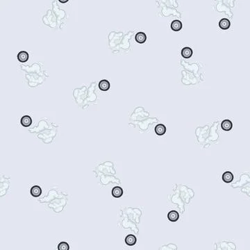 Seamless pattern car wheel spinning creating smoke cloud effect イラスト素材