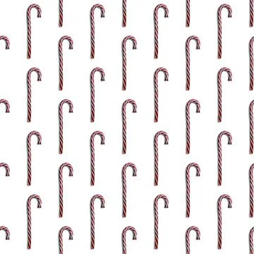 Seamless pattern of caramel 'cane' on a white background Photos