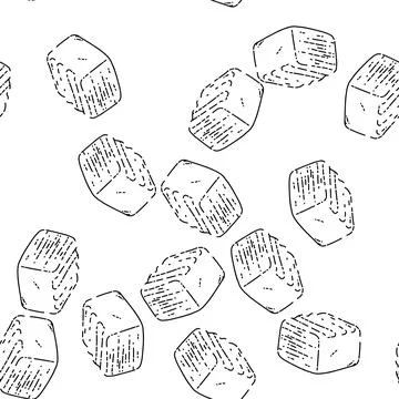 Seamless pattern caramel cube sketch hand drawn Stock Illustration