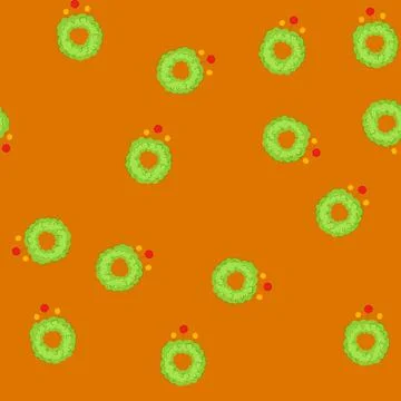 Seamless pattern card christmas wreath cartoon vector Stock Illustration