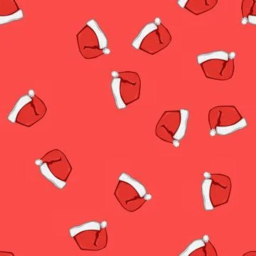 Seamless pattern card hat santa cartoon vector 스톡 일러스트