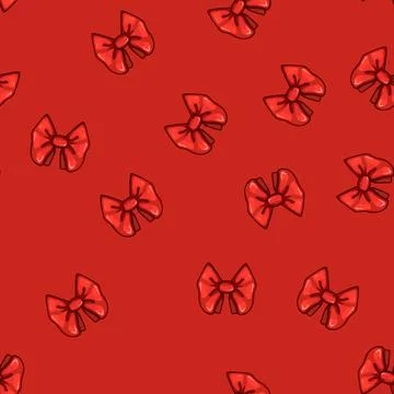 Seamless pattern card red bow cartoon vector Illustrazione stock