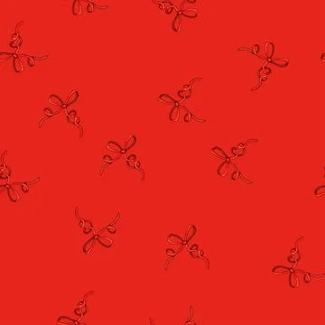 Seamless pattern card red bow ribbon cartoon vector イラスト素材