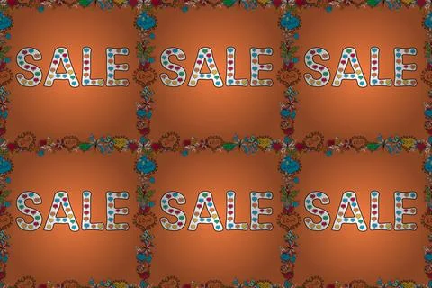 Seamless pattern. Card for shoping. Raster. Summer background. Promotion offer w Stock Illustration