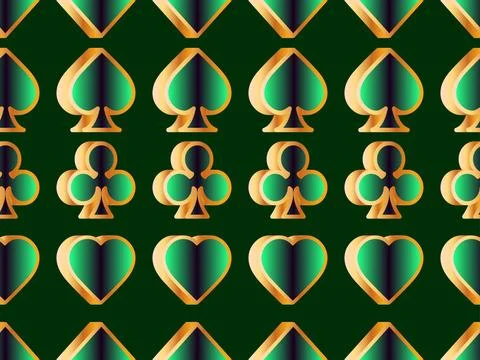 Seamless pattern with card suits: diamonds, hearts, clubs, spades in 3d sty.. Illustrazione stock