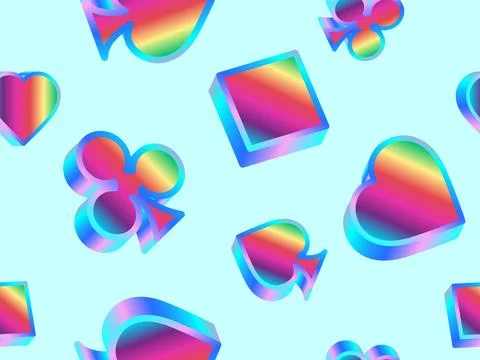 Seamless pattern with card suits: diamonds, hearts, clubs, spades in 3d sty.. イラスト素材