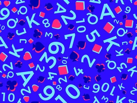 Seamless pattern with card suits: diamonds, hearts, clubs, spades in 3d sty.. Illustrazione stock