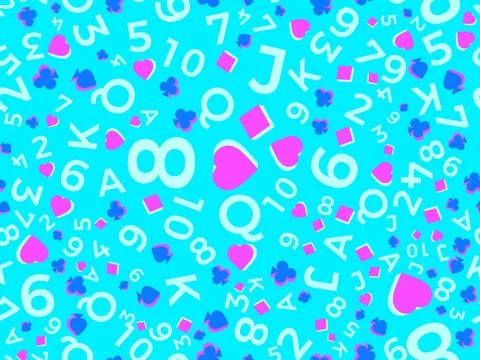 Seamless pattern with card suits: diamonds, hearts, clubs, spades in 3d sty.. Stock Illustration