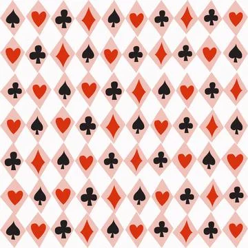 Seamless pattern with card suits - hearts, clubs, spades and diamonds. Stock Illustration