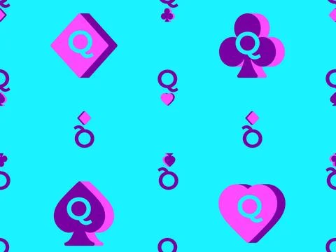 Seamless pattern with card suits Queen: diamonds, hearts, clubs, spades. Sy.. Illustrazione stock