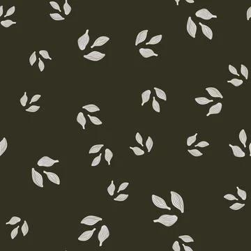 Seamless pattern cardamom on dark green background. Cute plant sketch ornamen Stock Illustration