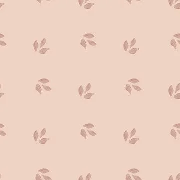 Seamless pattern cardamom on pastel peach background. Cute plant sketch ornam Stock Illustration