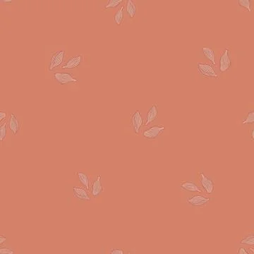 Seamless pattern cardamom on peach background. Cute plant sketch ornament. Ge Stock Illustration