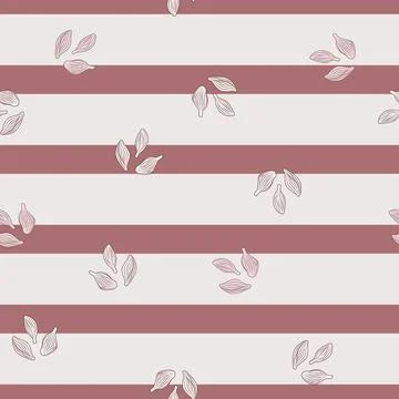 Seamless pattern cardamom on stripes pink background. Cute plant sketch ornam Stock Illustration