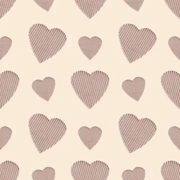 Seamless pattern of cardboard hearts on the background of set sail champagne  Stock Illustration