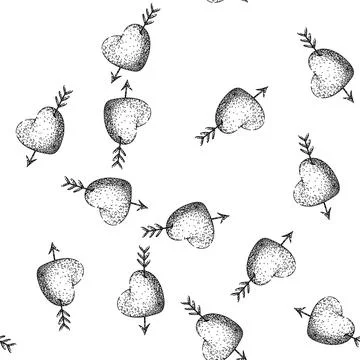 Seamless pattern cardiovascular heart sketch hand drawn Stock Illustration