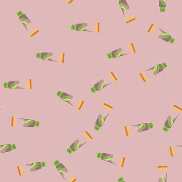 Seamless pattern care aloe vera cosmetic cartoon vector Stock Illustration