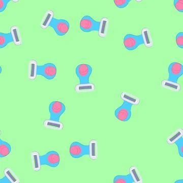 Seamless pattern care shaver handle cartoon vector Illustration