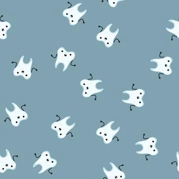 Seamless pattern care tooth character cartoon vector Stock Illustration