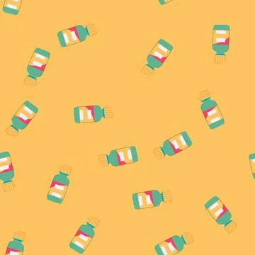 Seamless pattern care vitamin capsule cartoon vector Illustrazione stock