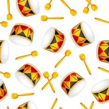 Seamless pattern with carnival drums. イラスト素材