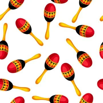 Seamless pattern with carnival maracas. Illustrazione stock