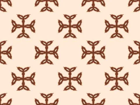 Seamless pattern with Carolingian cross in pixel style. Pixelated Carolingi.. 스톡 일러스트
