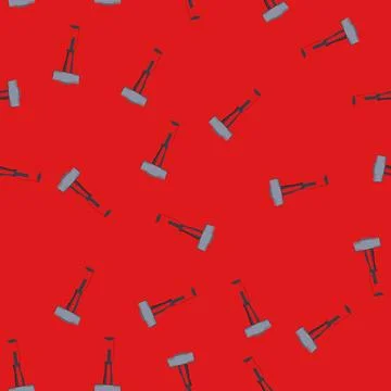 Seamless pattern carpentry hammer cartoon vector Stock Illustration