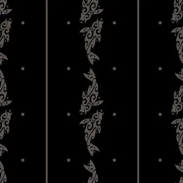 Seamless pattern with carps in Maori style Stock Illustration