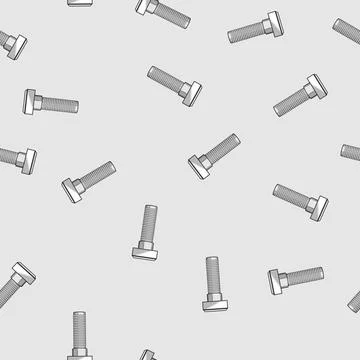 Seamless pattern Carriage bolt illustrating industrial hardware for connectin Stock Illustration