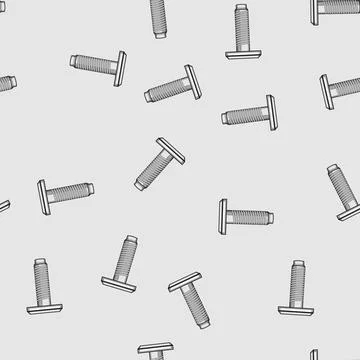 Seamless pattern Carriage bolt with square head and threaded shank Stock Illustration
