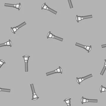 Seamless pattern Carriage bolt threaded fastener industrial hardware Illustrazione stock