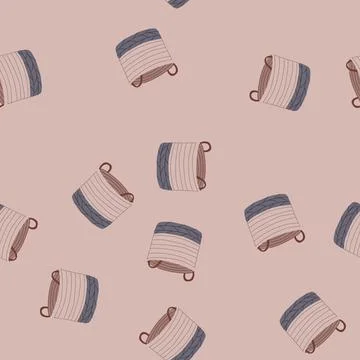 Seamless pattern carrier basket for storage cartoon vector Stock Illustration