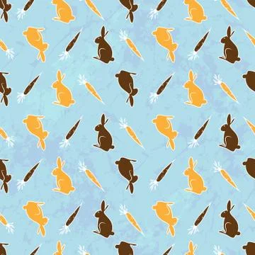 Seamless Pattern With Carrot And Bunny Stock Illustration