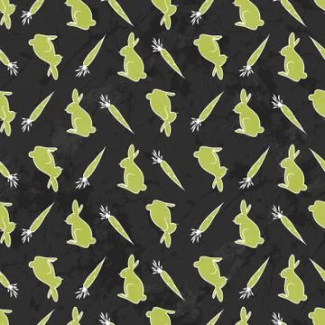 Seamless Pattern With Carrot And Bunny Stock Illustration