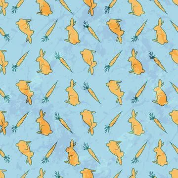 Seamless Pattern With Carrot And Bunny Stock Illustration