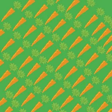 Seamless pattern with carrots on green background. Vector illustration Stock Illustration