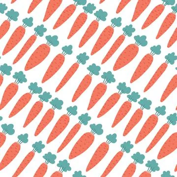 Seamless pattern with carrots Isolated on white background. Fresh vegetable Stock Illustration