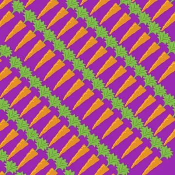 Seamless pattern with carrots on purple background. Vector illustration Stock Illustration
