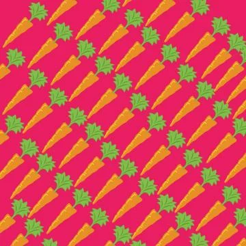 Seamless pattern with carrots on red background. Vector illustration Stock Illustration