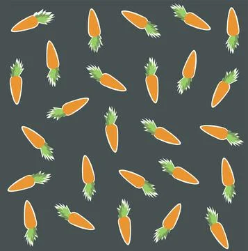 Seamless Pattern with Carrots Vegetables Against Grey Background. Illustrazione stock